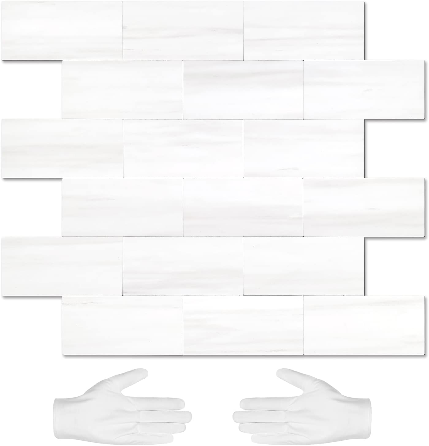 STICKGOO 10-Sheet Subway Tile Peel and Stick Backsplash, Seamless Design Polished Eurasia Beige Kitchen Backsplash Wall Tiles, Glossy Surface Waterproof Stick on Tile for Bathroom, RV, Fireplace