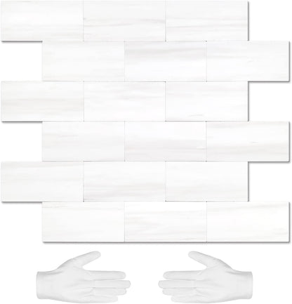 STICKGOO 10-Sheet Subway Tile Peel and Stick Backsplash, Seamless Design Polished Eurasia Beige Kitchen Backsplash Wall Tiles, Glossy Surface Waterproof Stick on Tile for Bathroom, RV, Fireplace