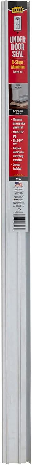 M-D Building Products 49000 36 in. Satin Nickel Aluminum U-Shape Screw-on Under Door Seal