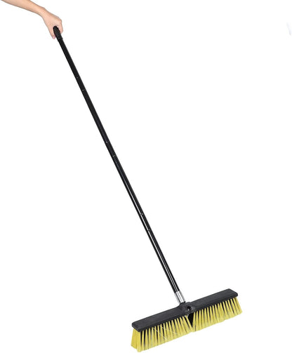 PATKAW Outdoor Push Broom for Driveway and Patio, 80cm Aluminum Handle Floor Brush with Threaded Head, Heavy Duty Yard Sweeper Broom for Garage and Sidewalk Cleaning