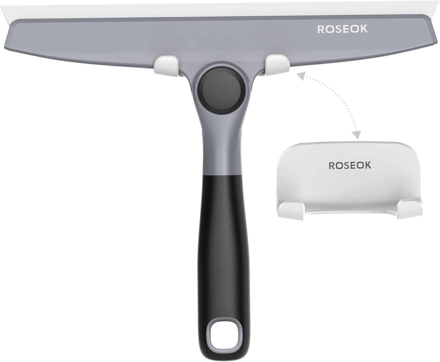 ROSEOK Shower Squeegee, Silicone Squeegee for Glass Doors with Hook | For Bathroom, Window, Mirror, Tile Wall, Pivoting Head, 10 Inch, Navy Blue, 1 Pack