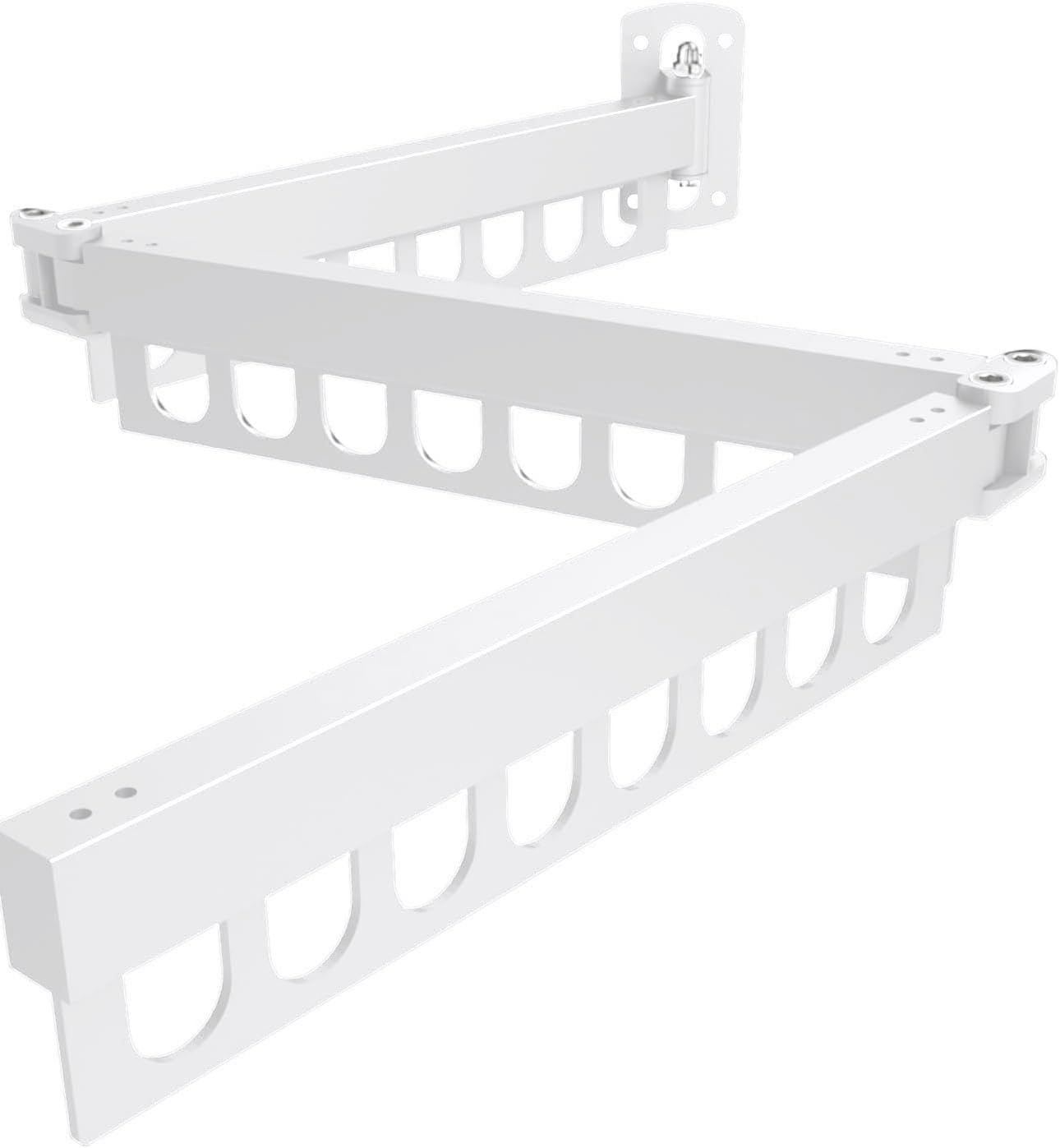 Wall Mount Laundry Drying Rack with 24 Hooks – Foldable 3-Bar Rustproof Steel Clothes Organizer, 360° Swivel Space-Saving Drying Station for Apartments, Laundry Rooms, Balconies & RVs