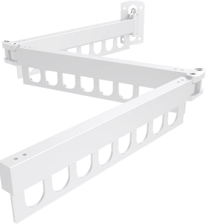 Wall Mount Laundry Drying Rack with 24 Hooks – Foldable 3-Bar Rustproof Steel Clothes Organizer, 360° Swivel Space-Saving Drying Station for Apartments, Laundry Rooms, Balconies & RVs