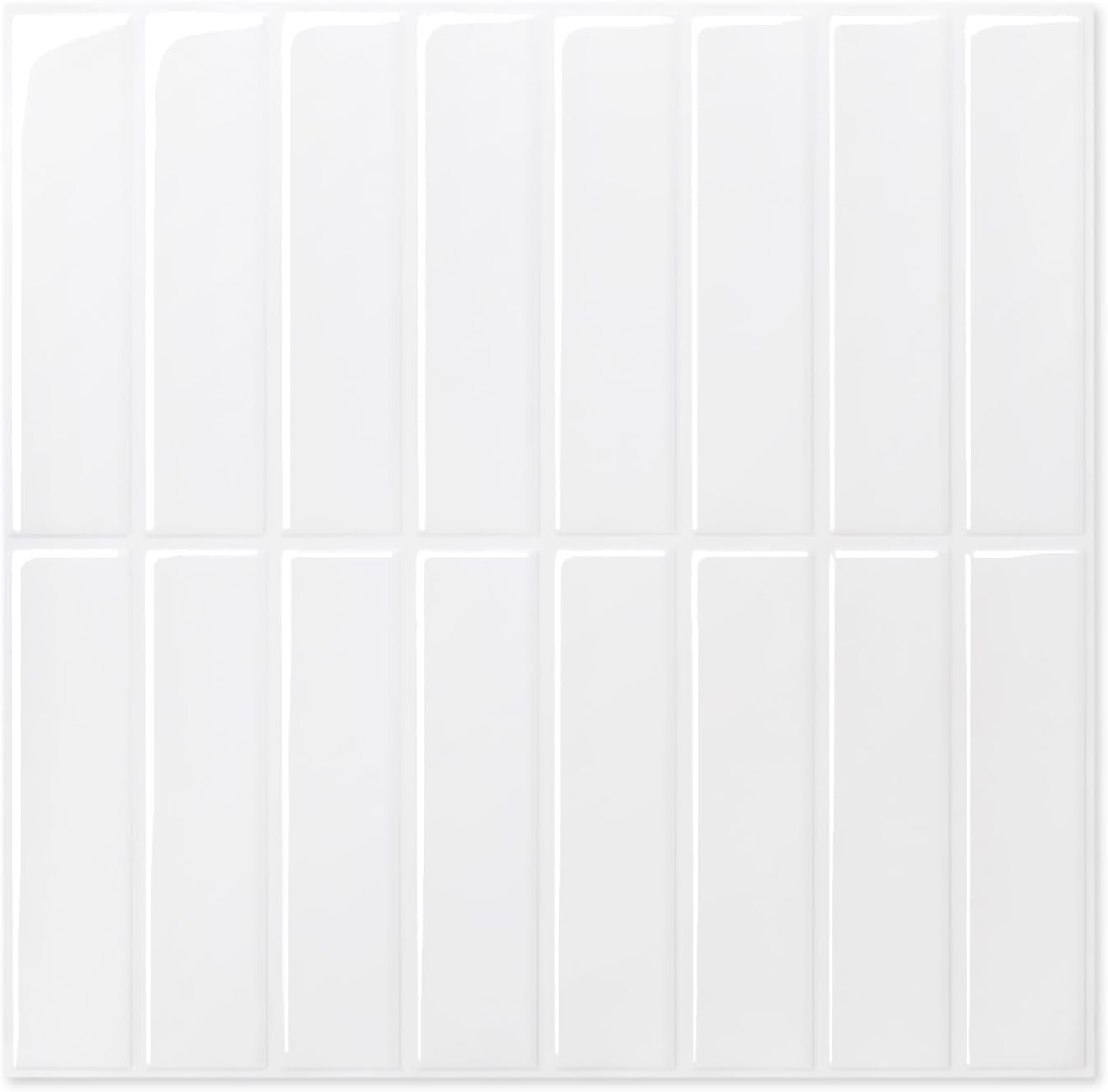 COMSTICKC Pure White Peel and Stick Backsplash,10 Pcs 12''x12'',Glossy White Peel and Stick Tiles Stickers Vinyl Backsplash Kitchen Bathroom,Waterproof,Removable