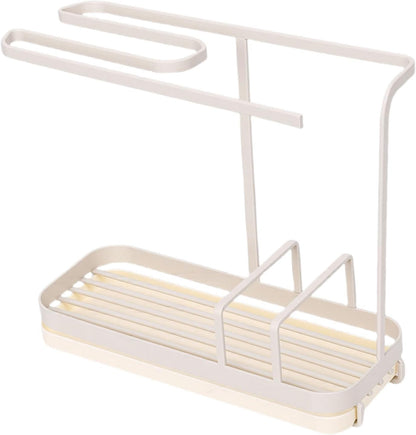 Brrnoo Milk Yellow Sponge Holder with Drainage System – Wall-Mounted Kitchen Sink for Dishcloths & Scrubbers，Metal Rack