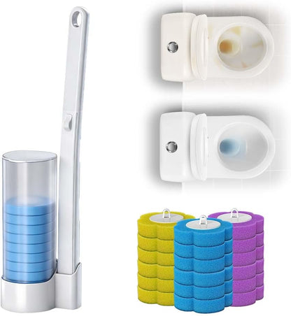 Disposable Toilet Cleaning System: Toilet Brush & Holder Kit with 18PCS Pre-Soaked Cleaner Wall-Mount Scrubbing Toilet Brush Bathroom Cleaning Kit (36-Pack Lavender Brush Head)