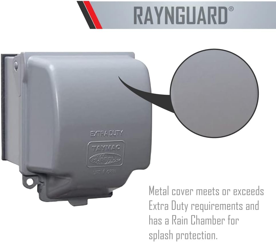 TayMac MX3200 RaynGuard Extra Duty Metal Weatherproof in-Use Cover, 1-Gang, Gray, 3.55 x 3.37 x 6.12 inches