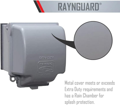 TayMac MX3200 RaynGuard Extra Duty Metal Weatherproof in-Use Cover, 1-Gang, Gray, 3.55 x 3.37 x 6.12 inches