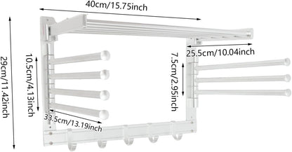 Wall-Mounted Steel Clothes Drying Rack,Bathroom Towel Shelf,Swivel Towel Hanger for Laundry Room Space Saver (Black)