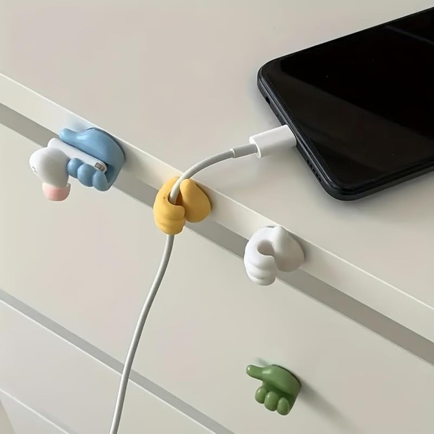 10Pcs Creative Silicone Thumb Wall Hook - Multifunction Adhesive Cable Clip Cable Organizer Clips Key Hanger