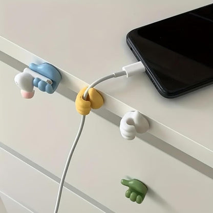 10Pcs Creative Silicone Thumb Wall Hook - Multifunction Adhesive Cable Clip Cable Organizer Clips Key Hanger