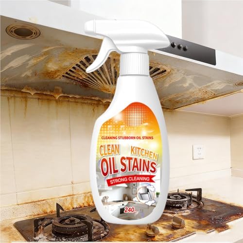Clean Up Kitchen Oil Stains Spray, FIELL Oil Stains Clean Up Kitchen, Heavy Oils Stain Cleaner Kitchens, Degreaser Cleaning Heavy Duty, Multi Functiona Foam Cleaning Spray, 240ML/8.45OZ (2PC)