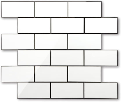 STICKGOO 10-Sheet Subway Tile Peel and Stick Backsplash, Seamless Design Polished Eurasia Beige Kitchen Backsplash Wall Tiles, Glossy Surface Waterproof Stick on Tile for Bathroom, RV, Fireplace