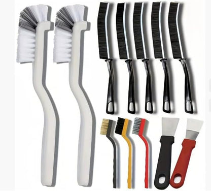 11-Piece Corner Cleaning Brush Set - Right Angle Scrub Brushes for Sink, Bathroom, Kitchen & Shower with Stiff Bristles