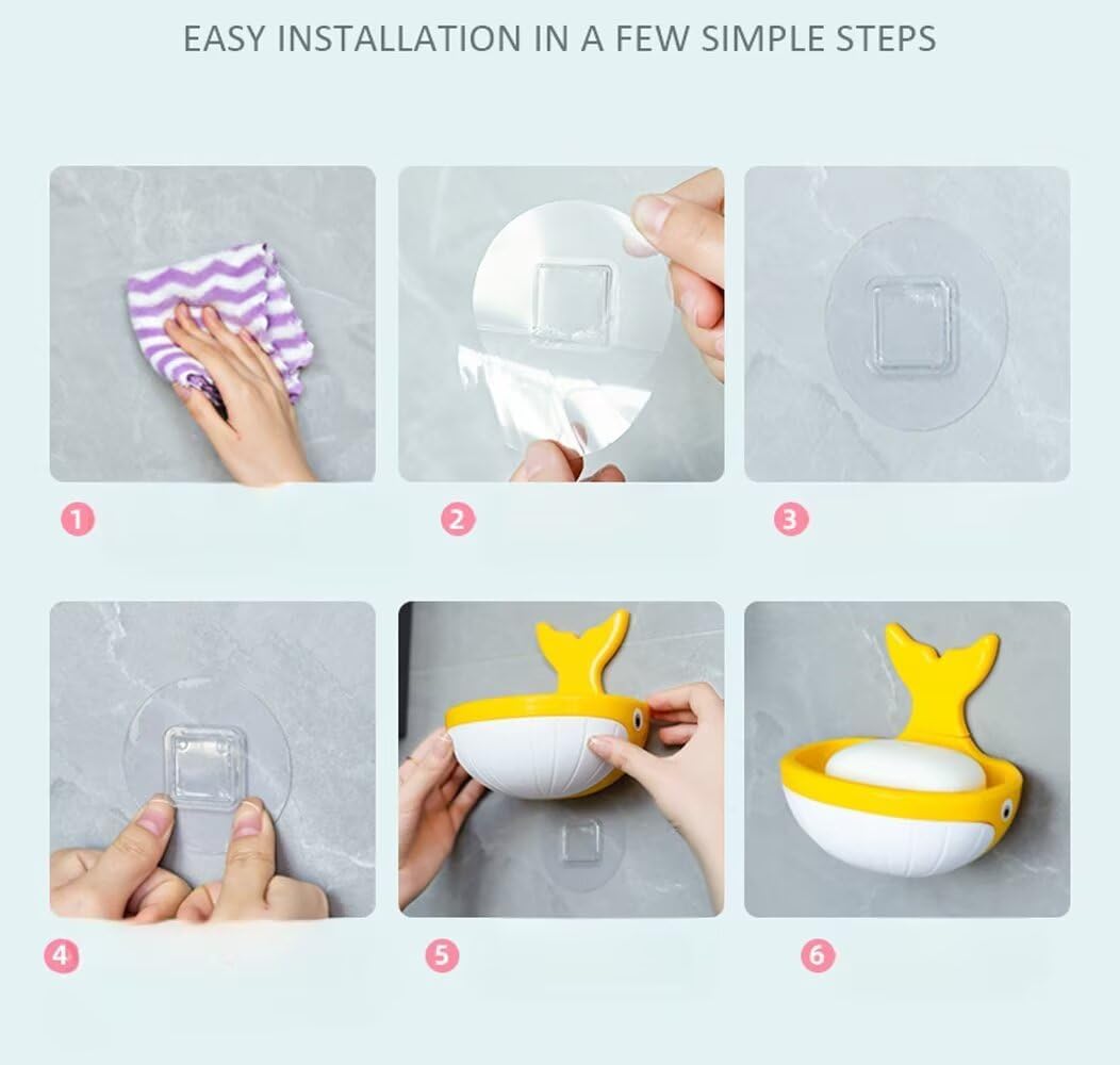 Soap Dish Holder for Shower Bar Double Layer Cute Lotus Shape Adhesive Tray Sink Wall Mounted Shampoo NO-Drilling Self Draining Hanging Saver Rack Plastic Bathroom Bathtub Kitchen，Pink