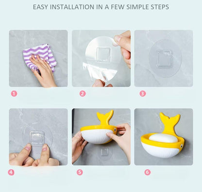 Soap Dish Holder for Shower Bar Double Layer Cute Lotus Shape Adhesive Tray Sink Wall Mounted Shampoo NO-Drilling Self Draining Hanging Saver Rack Plastic Bathroom Bathtub Kitchen，Pink