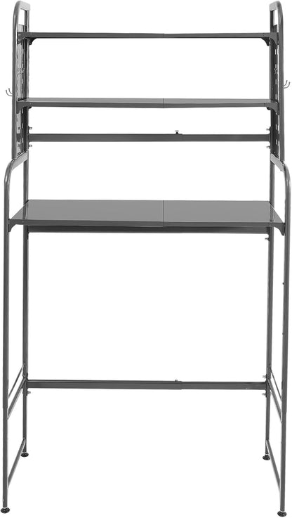 3-Tier Expandable Over Toilet Washing Machine Dryer Storage Utility Rack Bathroom Organizer Rack Laundry Room Storage and Organizer Standing Shelf Space Saving