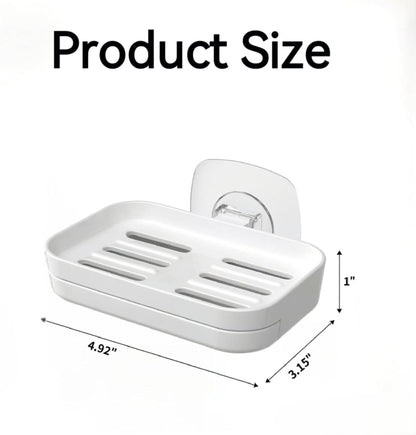 Soap Dish for Shower Clear Soap Holder Pull-Out Water Tray No Drilling Required Strong Fixation for Rv Bathroom and Kitchen Easy（1 Pack）