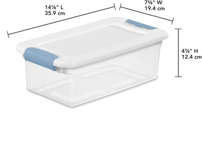 Sterilite 4-Pack 56 Quart Wheeled Latching Box, Underbed Clear Plastic Storage Organizer - Under Bed Rolling Container Bin with Lid and Wheels for Home or Dorm Bedrooms and Closets