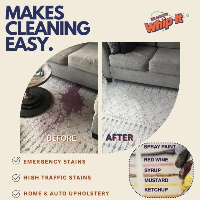 Whip It Cleaner Concentrate, Multi Purpose Stain Remover, Plant Based Enzyme Cleaner, Cleaning Food, Grease, Coffee, Wine, Baby Stains, Over 500 uses, Made in the USA, 1 Gallon,128-ounce
