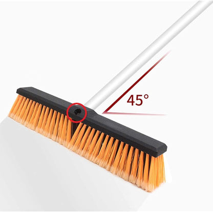 18 Inch Push Broom Brush Outdoor Heavy Duty Broom Stiff Bristles Commercial Outdoor Broom Brush for Cleaning Garage Driveway Yard Patio Deck Concrete Wood Stone Floor with 63" Long Handle