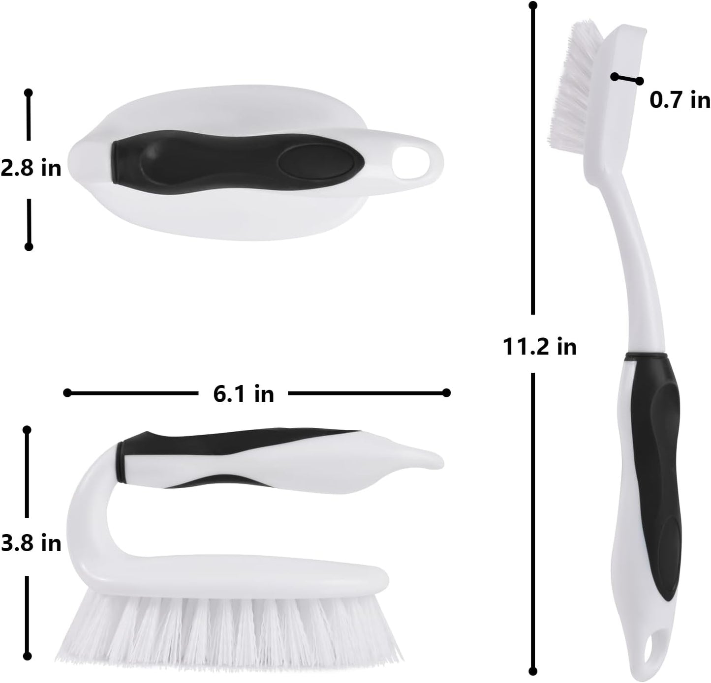 Scrub Brush Set, 4 Pack Deep Cleaning Brush Kit - 2 Scrub Brush, 2 Tile & Grout Brush with Built-in Scraper, Household Commercial Scrubber for Floor, Shower, Pool Wall, Tub (Green)