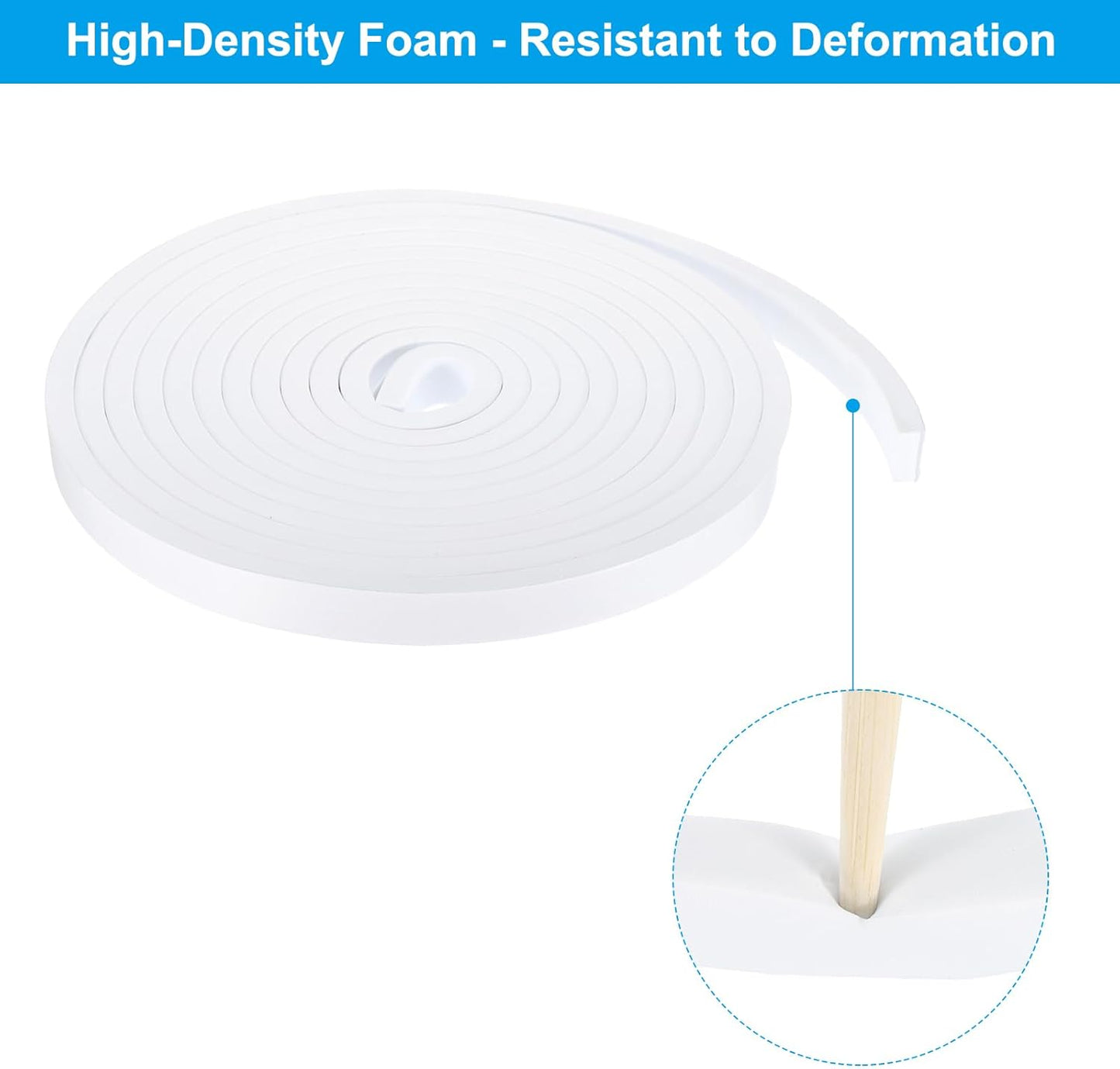 PATIKIL Weather Stripping Door Seal Strip, 3/8 Inch x 1/4 Inch x 32 Ft Self Adhesive Soundproof High Density Foam Tape Insulation for Door Window Air Conditioning, White - Colors A