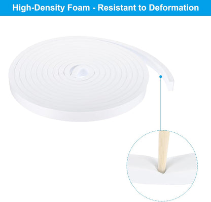 PATIKIL Weather Stripping Door Seal Strip, 3/8 Inch x 1/4 Inch x 32 Ft Self Adhesive Soundproof High Density Foam Tape Insulation for Door Window Air Conditioning, White - Colors A