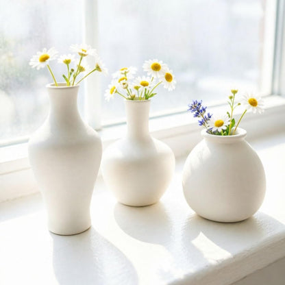 Daittin Small Ceramic Vase Set, Mini Flower Vases for Home Decor, Aesthetic Table Centerpieces for Living Room Bedroom Bathroom Shelf (Style-5)