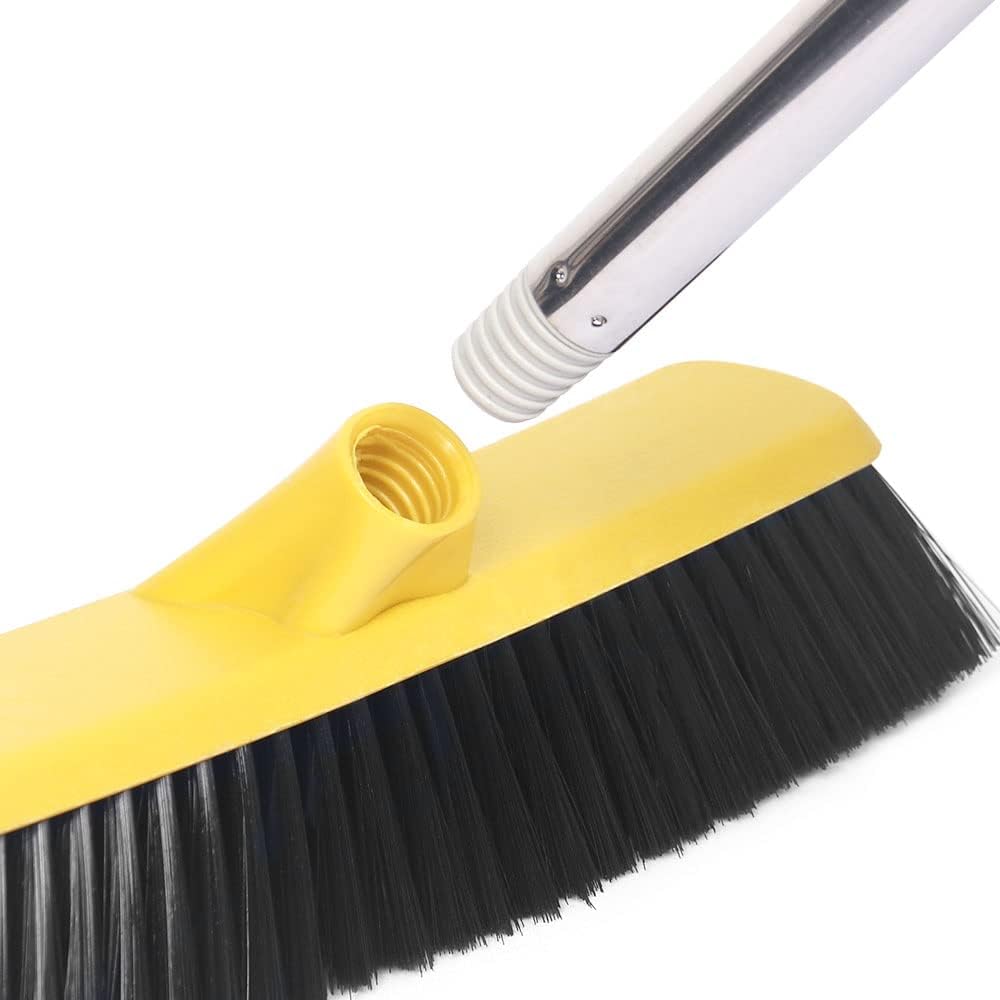 LandHope Heavy Duty Broom, 15.75in Wide Push Broom, 45.67in Long Handle, Adjustable, Floor Sweeper for Indoor Outdoor Commercial Warehouse Home Kitchen Patio Garden Garage