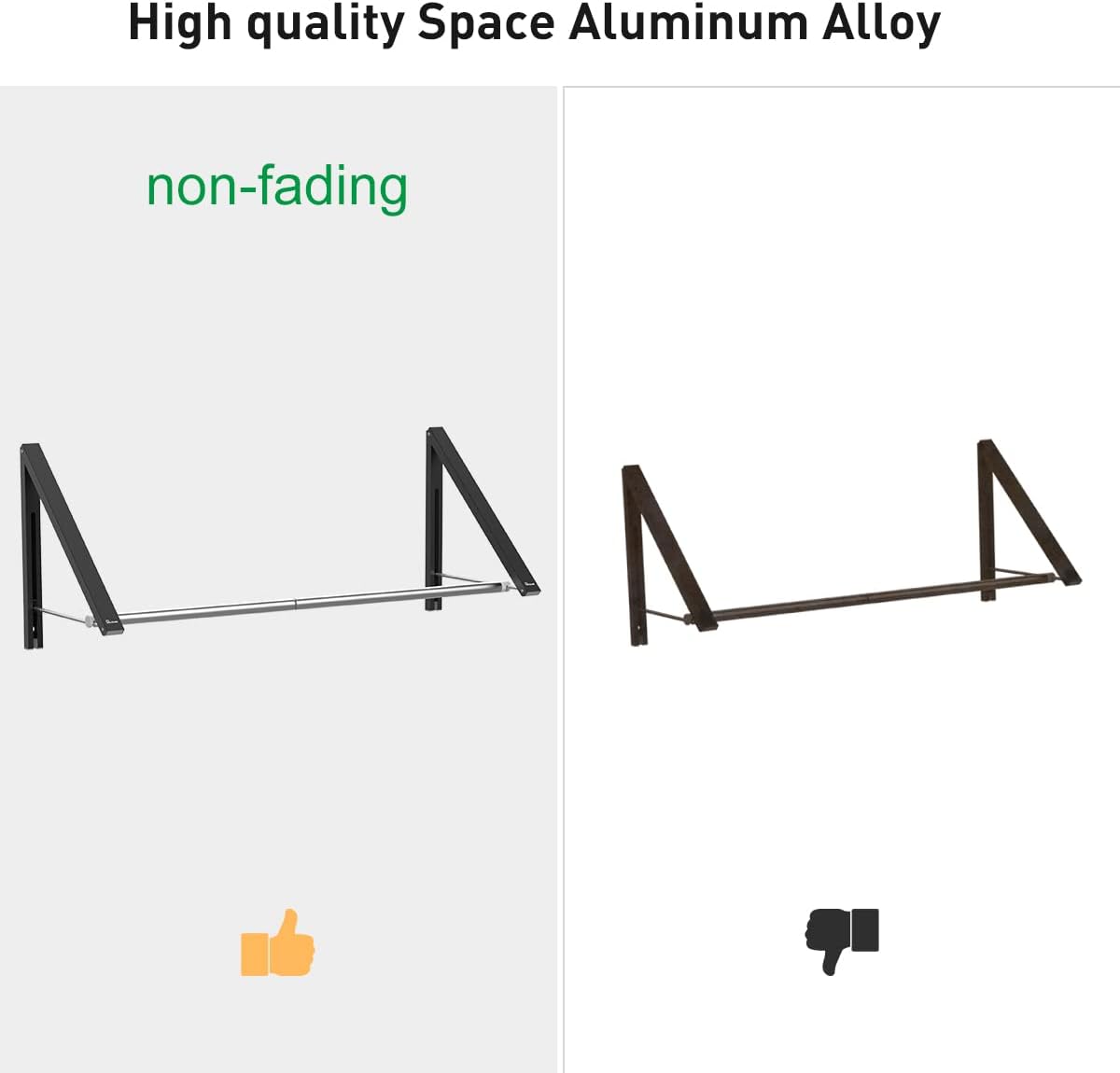 Laundry Room Drying Rack Wall Mounted Clothes Hanger Folding Wall Coat Racks Aluminum Home Storage Organiser Space Savers White 2 Rakcs with Rod