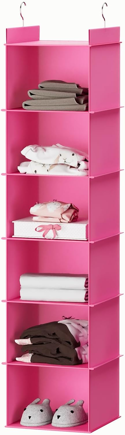 YOUDENOVA Hanging Closet Organizer, 6-Shelf Closet Hanging Shelves, Grey