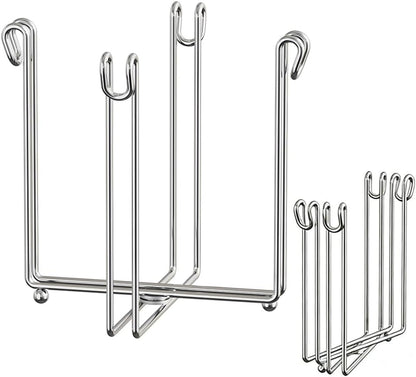 Kitchen Stand Holder 304 Stainless Steel Plastic Bag Rack Multifunctional Countertop Cups Bottles Drying Rack for Bottles and Cups Trash Bag Shelf Garbage Bag Holder for Home Kitchen Tower