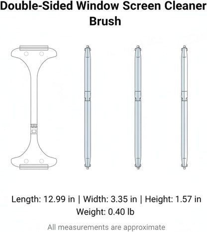 Versatile Double-Sided Screen & Glass Cleaning Brush, Multipurpose Mesh Tool for Fixed Windows, Durable PP Plastic