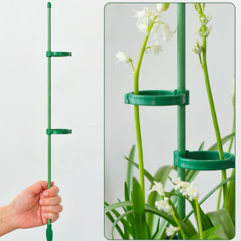 5Pcs Plant Stakes - Adjustable Length Plant Support Stake,with 10Pcs 360 °Rotating Buckle,for Indoor Outdoor,for Medium and Large Tomato Orchid Potted Plants Flower Support Rod