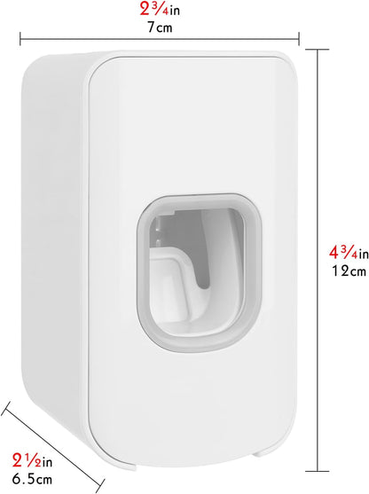 2 Slot Toothbrush Holder and Toothpaste Dispenser Wall Mounted, Automatic Toothpaste Squeezer, 2 in 1 Tooth Brush Toothpaste Organizer for Shower (Grey)