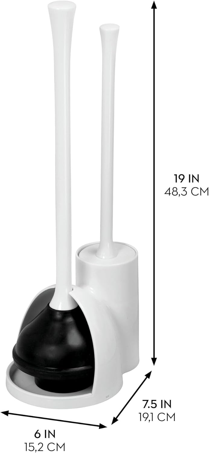 iDesign Compact Toilet Brush and Plunger Set, Gray | Bathroom Cleaning, Storage