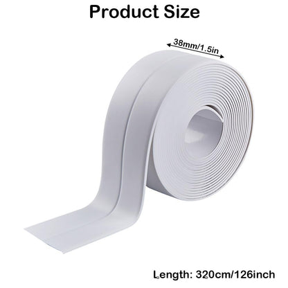 4 Rolls White Caulking Tape, Self-Adhesive Waterproof Sealant Tape for Kitchen, Bathroom, Bathtub, Toilet Base, Countertop Edge Protector, Wall Floor with Sealing Tools (126 x 1.5in)