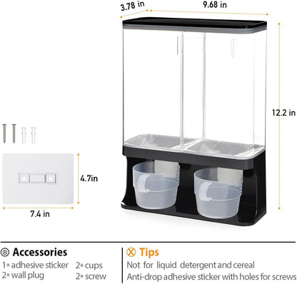 Laundry Dispenser, Wall Mounted Laundry Dispenser with 2 Cups, Laundry Container (105 oz)