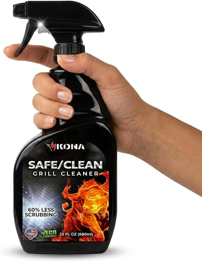 Kona Safe/Clean Grill Cleaner Spray - Now 40% More Cleaning Power, Heavy Duty No-Drip Gel, Eco-Friendly, Food Safe, BBQ Grate Degreaser, Biodegradable, Made in Michigan USA - 23oz