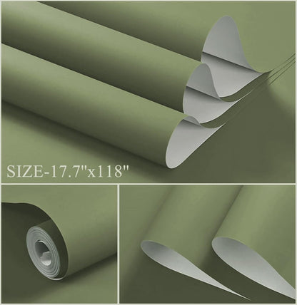 Dimoon 118''x17.7'' Green Peel and Stick Wallpaper Contact Paper Modern Self Adhesive Wall Paper Removable Renter Friendly Textured Solid Color Shelf Cabinet Vinyl Roll (118''x17.7'',Dark Green) - Colors B