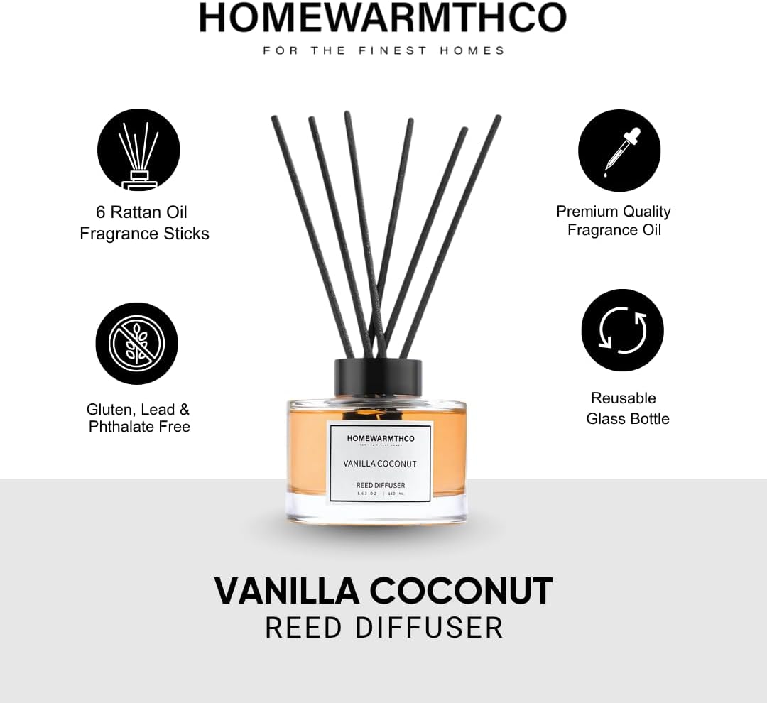 Clean Linen Reed Diffuser Set - Luxury Fragrance Reed Diffusers for Home. Office, Bathroom, Kitchen and Home Decor - Long-Lasting Scent with Non-Toxic Oils (5.63 oz, 160ml)