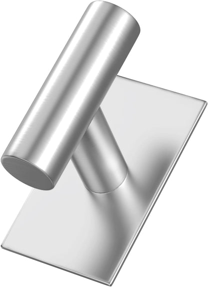 VAEHOLD Wall Towel Hooks, Heavy Duty Sticky Holder Waterproof Towel Hooks for Hanging Coat, Clothes, Closet Hook Wall Mount for Kitchen (Silver, 4 Pack)