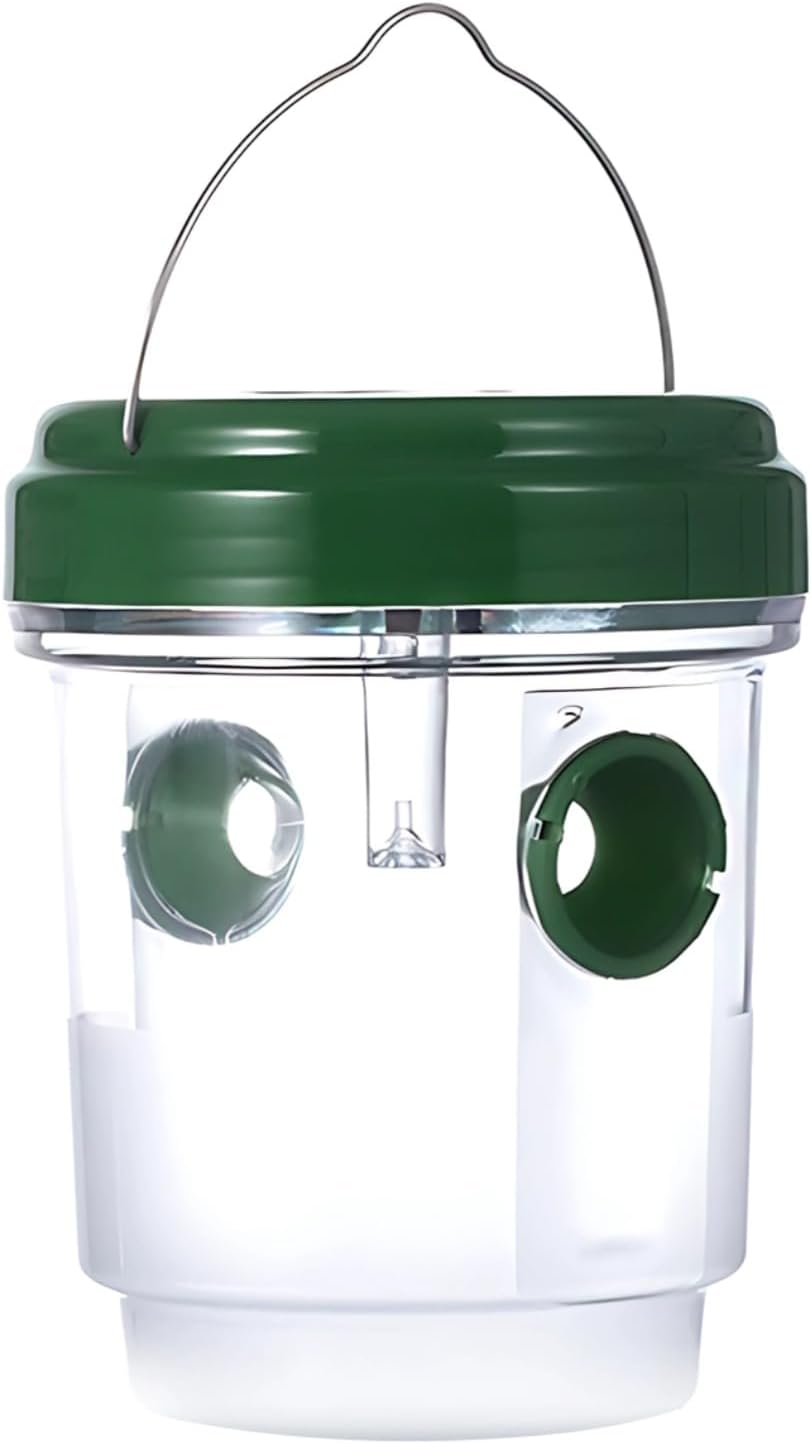 2 Pcs Wasp Traps Outdoor, Solar Powered Wasp Catcher with Dual Funnel, Reusable Yellow Hanging Trap, 3.7 x 4.6 in, 9.3 x 11.8 cm, for Orchard and Garden