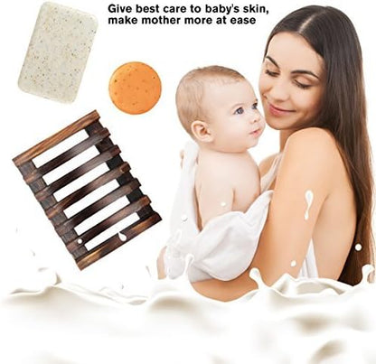2 Pack Wooden Soap Holder Bamboo Soap Dish for Shower with Self Draining Tray Natural Bar Soap Holder and Soap Saver for Bathroom Kitchen Sink