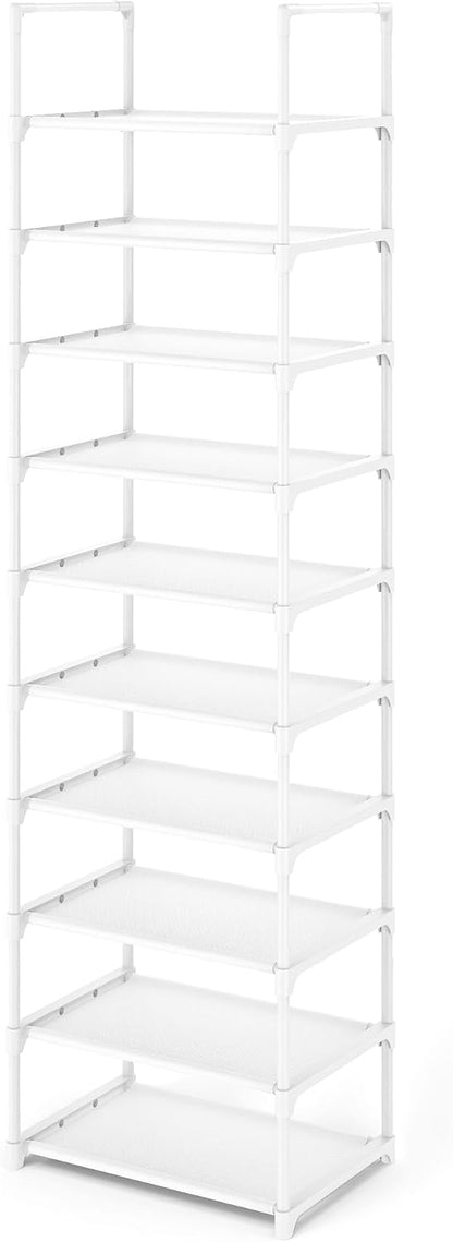 Kitsure Shoe Rack - 10-Tier Shoe Organizer with Detachable Fabric Shelves & Metal Frame, Tall Shoe Rack for Closet, Entryway, Living Room, 16.9" Wide - 10 Tier, Black