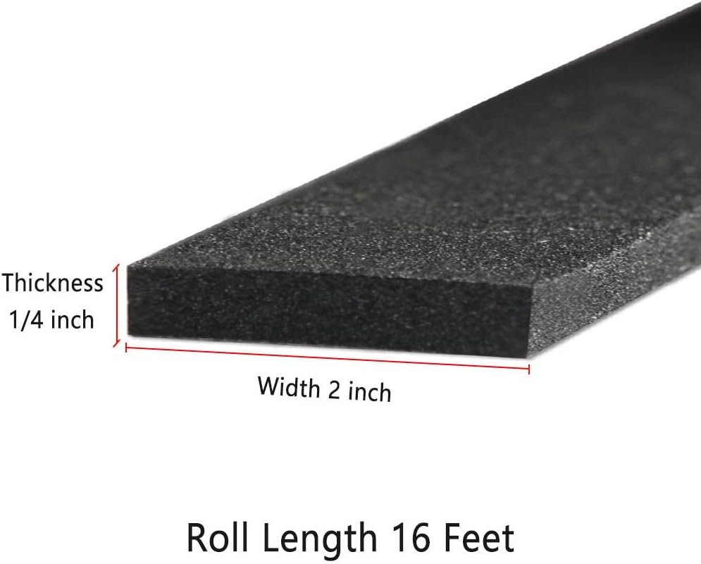 Neoprene Weather Stripping -2" W x 1/8" T- Self Adhesive Foam Rubber Seal Strip Tape for Sliding Door Window Insulation