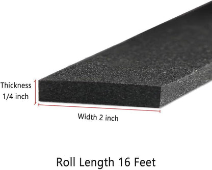 Neoprene Weather Stripping -2" W x 1/8" T- Self Adhesive Foam Rubber Seal Strip Tape for Sliding Door Window Insulation