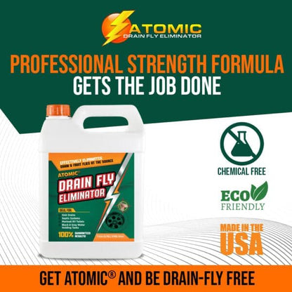 Generic Atomic Fruit and Drain Fly Treatment. Eliminates Drain, Sewer and Fruit Flies in All Drain Pipes, Sinks and Black Water Holding Tanks. 1 Gallon Concentrate.