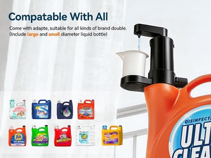 Electric Laundry Detergent Dispenser, Automatic Laundry Dispenser for Liquid Detergent, with Bottle Adapter, USB Recharg 8ml/s Flow, 5 Mode Smart Laundry Soap Pump for Laundry Room Organization, White